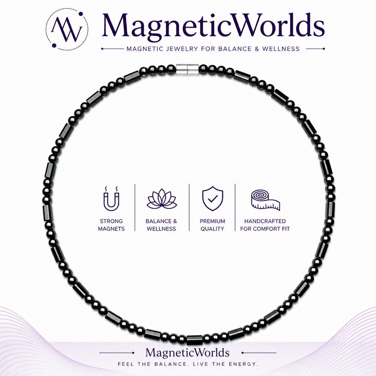 Hematite Loop Magnetic Necklace for Men and Women | Unisex Jewelry #446